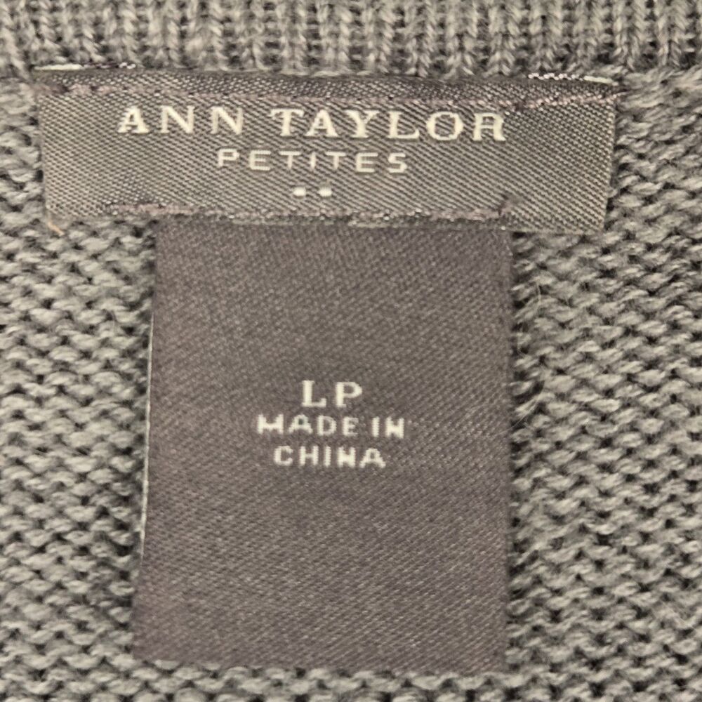 Ann Taylor Petites Open Front Cardigan Size Large Gray Angora Lightweight Knit - Picture 5 of 6